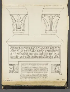 Charles Stanislas Léveillé album Relevés de reliefs et de chapiteaux du cloître de Saint-Genis-des-Fontaines 1820 1961.51.25.64  Photo RMN-Grand Palais (Mucem)