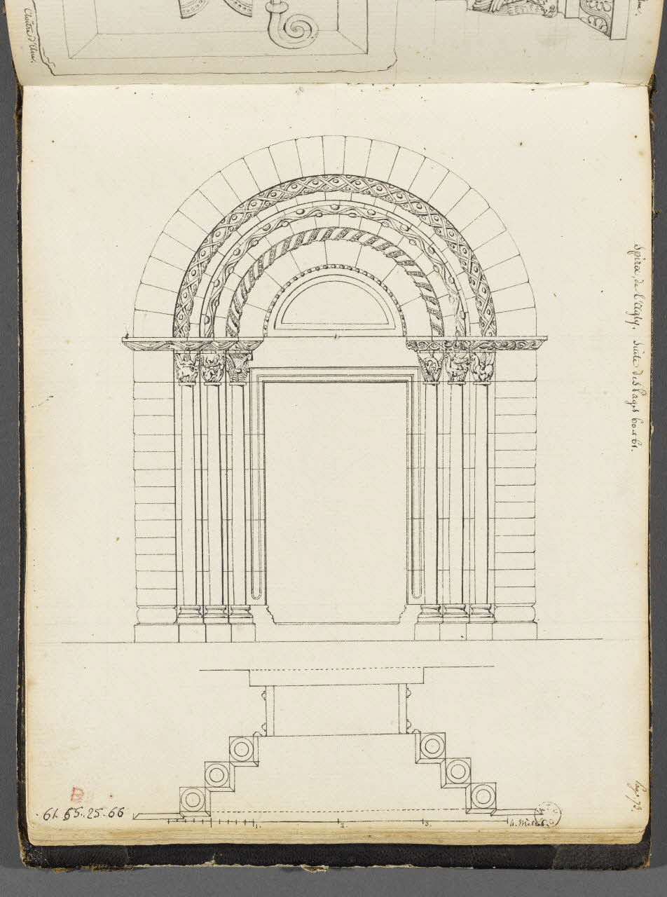 Charles Stanislas Léveillé album Elévation et plan du portail de l'église d'Espira-de-l'Agly 1820 1961.51.25.66 Photo RMN-Grand Palais (Mucem)