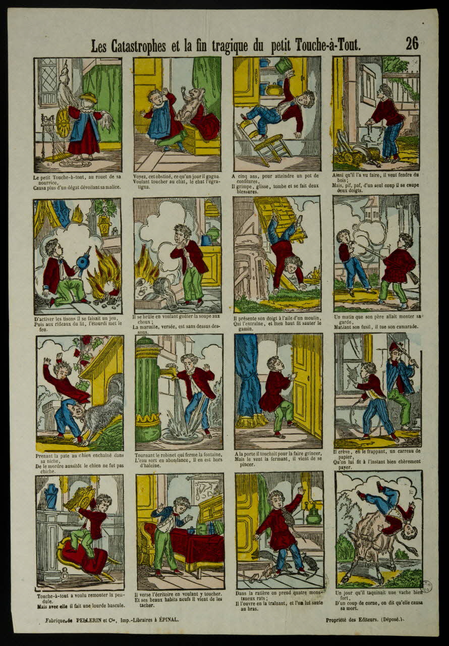 Pellerin estampe Les Catastrophes et la fin tragique du petit Touche-à-Tout. Lorraine, France 1865 1953.86.3484 Photo