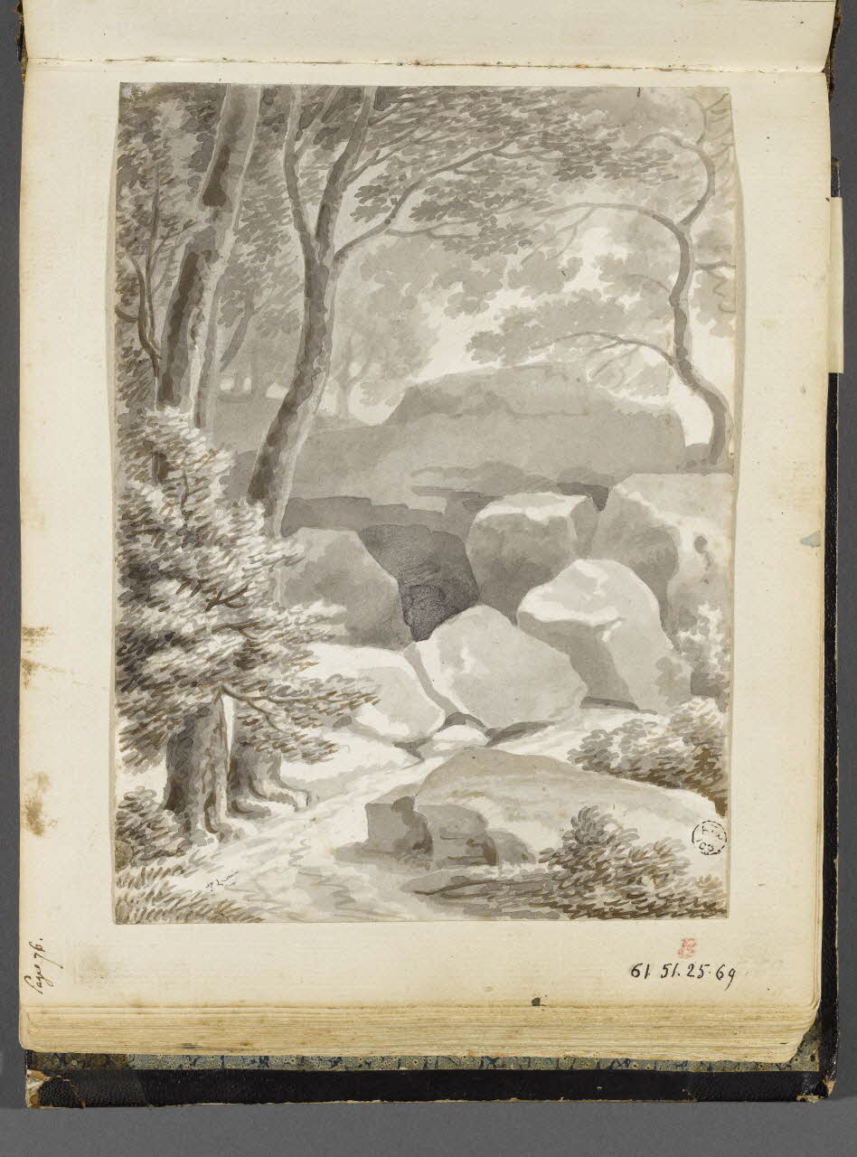Charles Stanislas Léveillé album Paysage rocheux et boisé 1820 1961.51.25.69 Photo RMN-Grand Palais (Mucem)