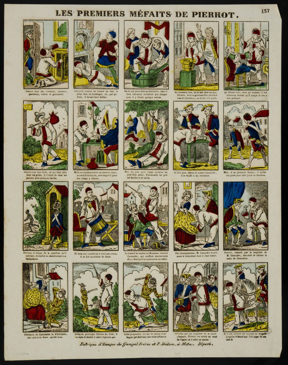 Gangel et Didion estampe LES PREMIERS MEFAITS DE PIERROT. Metz 1858-1868 1953.86.3500 Photo