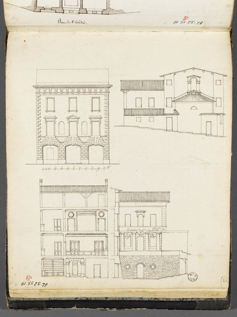 Charles Stanislas Léveillé album Elévations et coupe du palais épiscopal de Digne 1820 1961.51.25.79 Photo RMN-Grand Palais (Mucem)