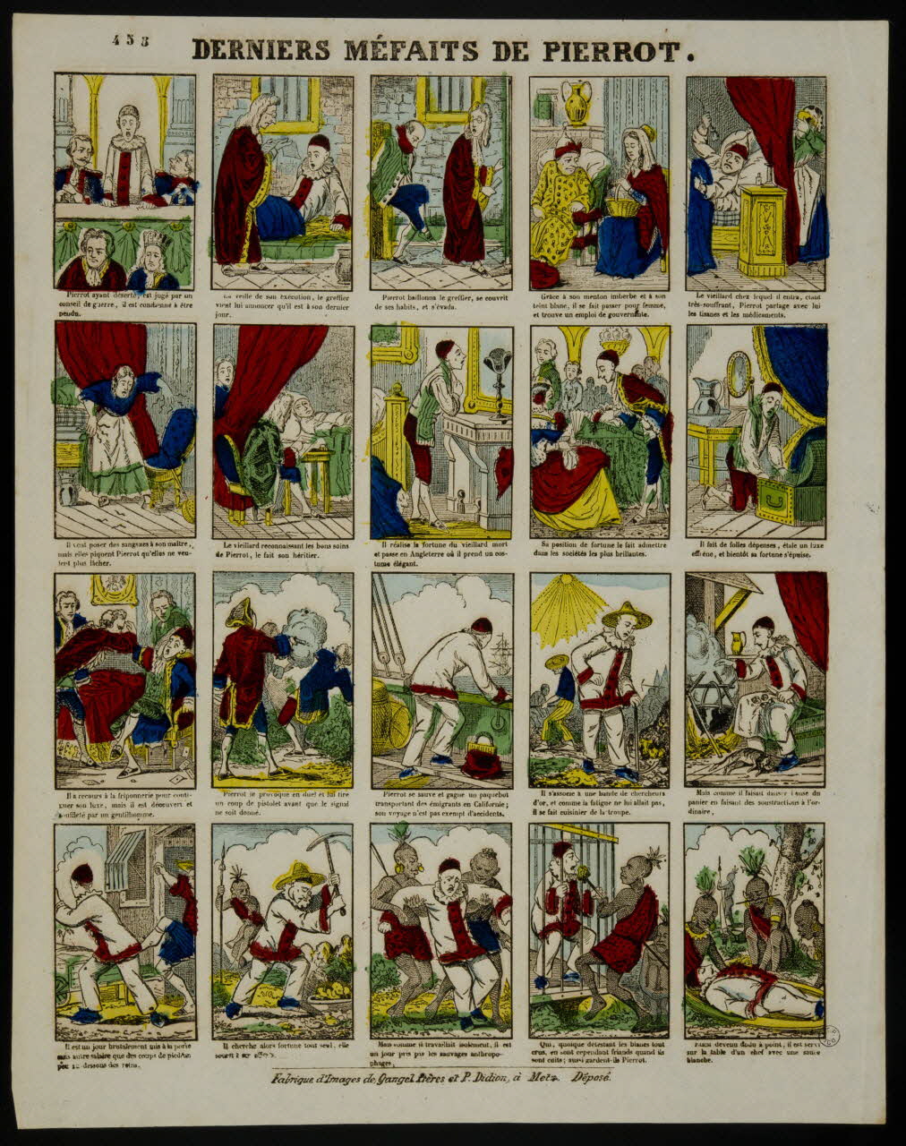 Gangel et Didion estampe DERNIERS MEFAITS DE PIERROT. Metz 1858-1868 1953.86.3502 Photo