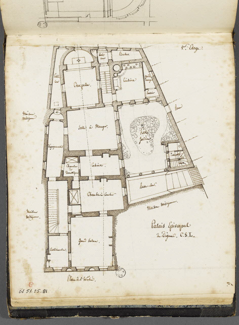 Charles Stanislas Léveillé album Plan du premier étage du palais épiscopal de Digne 1820 1961.51.25.81 Photo RMN-Grand Palais (Mucem)