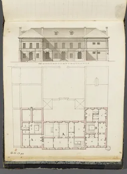 Charles Stanislas Léveillé album Plan et élévation des palais de justice, prison et gendarmerie de Barcelonnette 1820 1961.51.25.91 Photo RMN-Grand Palais (Mucem)