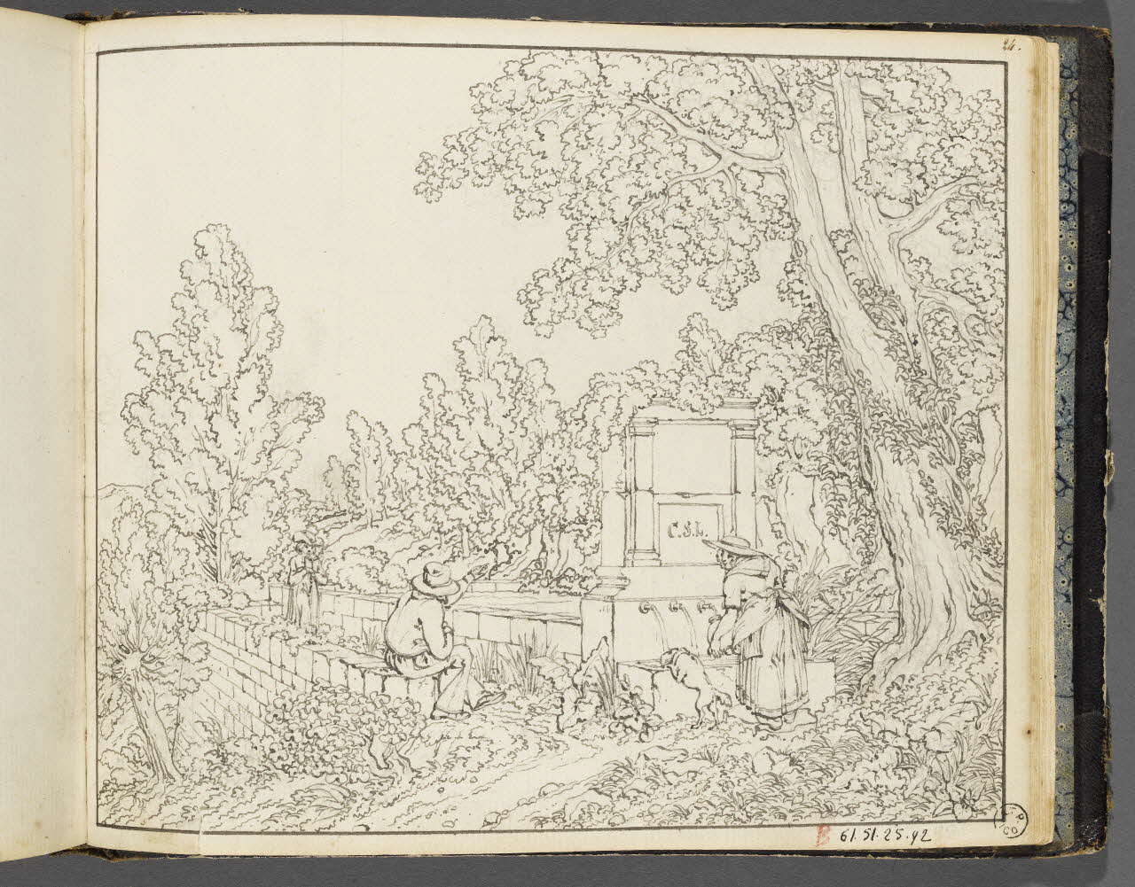 Charles Stanislas Léveillé album Fontaine dans les Alpes-de-Haute-Provence 1820 1961.51.25.92 Photo RMN-Grand Palais (Mucem)