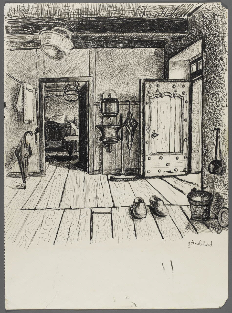 Jean Amblard dessin Intérieur auvergnat 1941 1941.8.2 Photo RMN-Grand Palais (Mucem)
