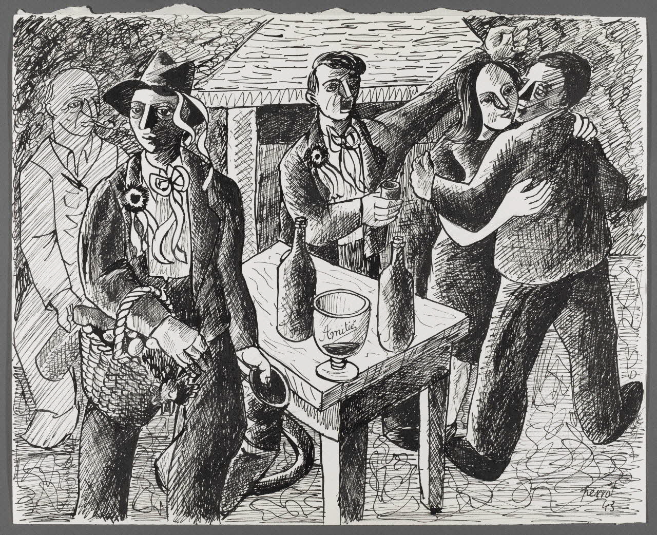 René Perrot dessin Arrosage des maïs Franche-Comté, France 1943 1943.4.10 Photo RMN-Grand Palais (Mucem)/ Franck Raux