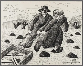 René Perrot dessin Paysans écartant les taupinières Franche-Comté, France 1943 1943.4.15  Photo RMN-Grand Palais (Mucem)/ Franck Raux