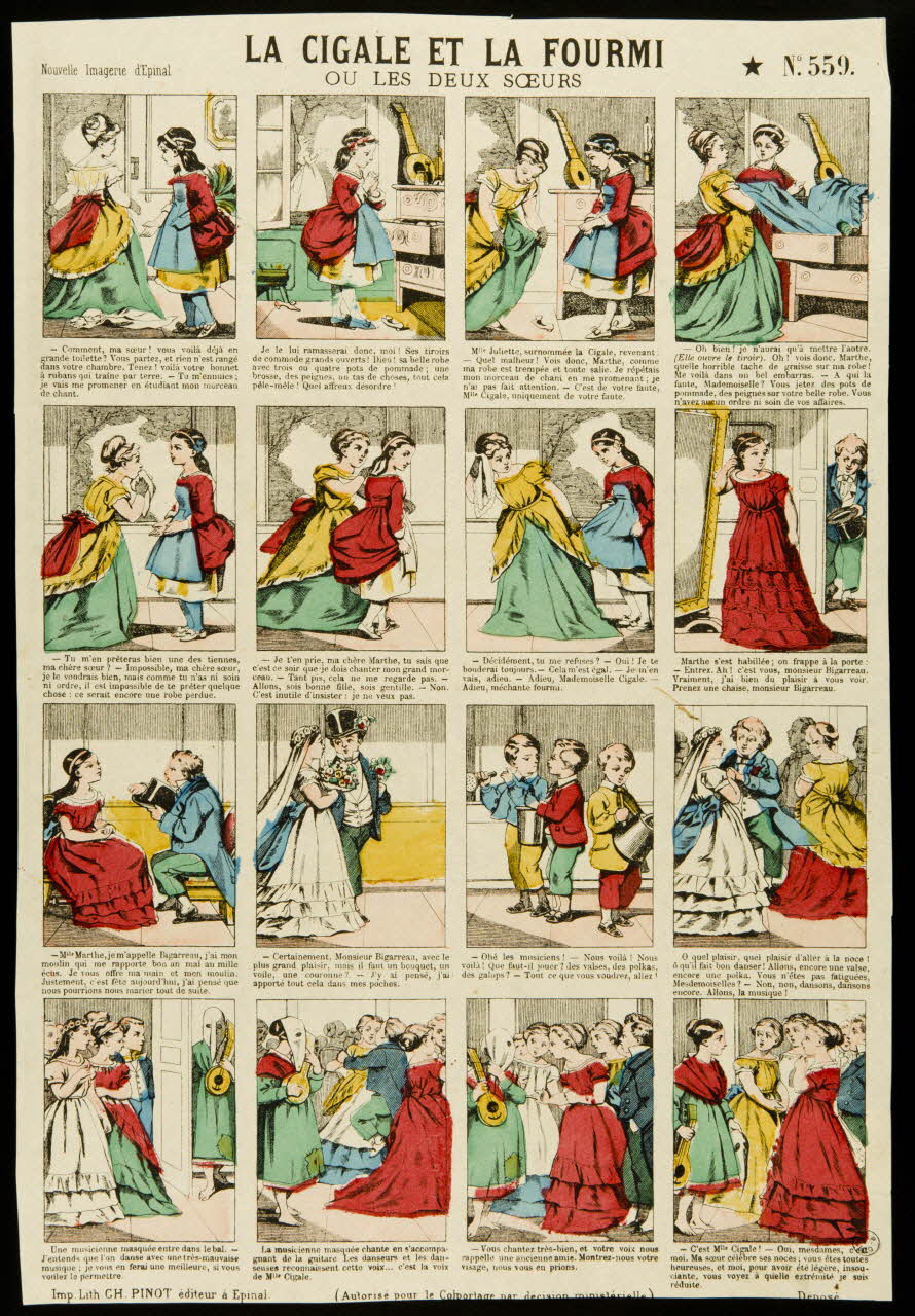 estampe LA CIGALE ET LA FOURMI  OU LES DEUX SOEURS 1953.86.3587 Photo