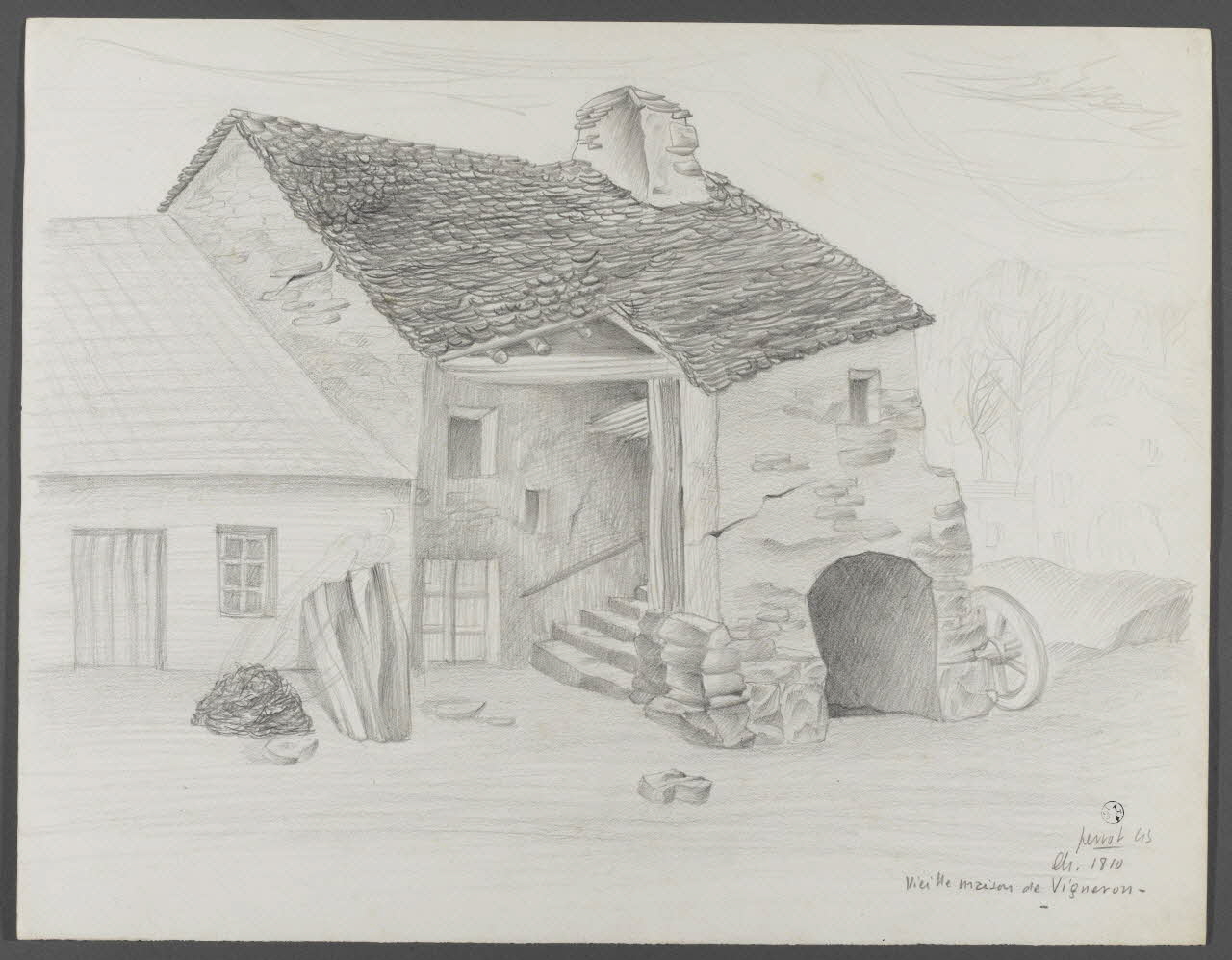 René Perrot dessin Vieille maison de Vigneron Franche-Comté, France 1943 1943.4.35 Photo RMN-Grand Palais (Mucem)/ Franck Raux