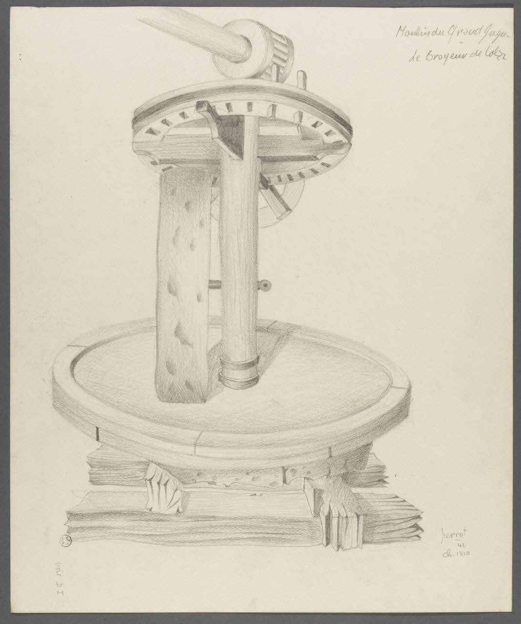 René Perrot dessin Moulin du Grand Gugu  Le Broyeur de Colza Franche-Comté, France 1942 1943.4.4 Photo RMN-Grand Palais (Mucem)/ Franck Raux