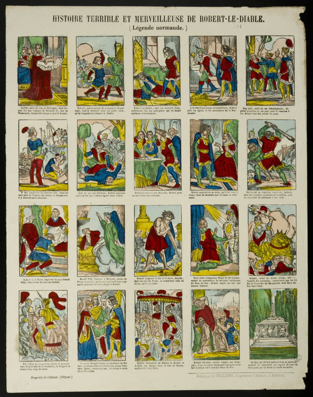 à compartiments (5x4) HISTOIRE TERRIBLE ET MERVEILLEUSE DE ROBERT-LE-DIABLE.  (Légende normande.) 1953.86.3621 Photo Mucem