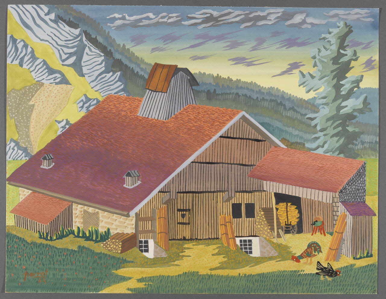 René Perrot dessin La Chevanne Franche-Comté, France 1943 1943.6.24 Photo RMN-Grand Palais (Mucem)/ Franck Raux