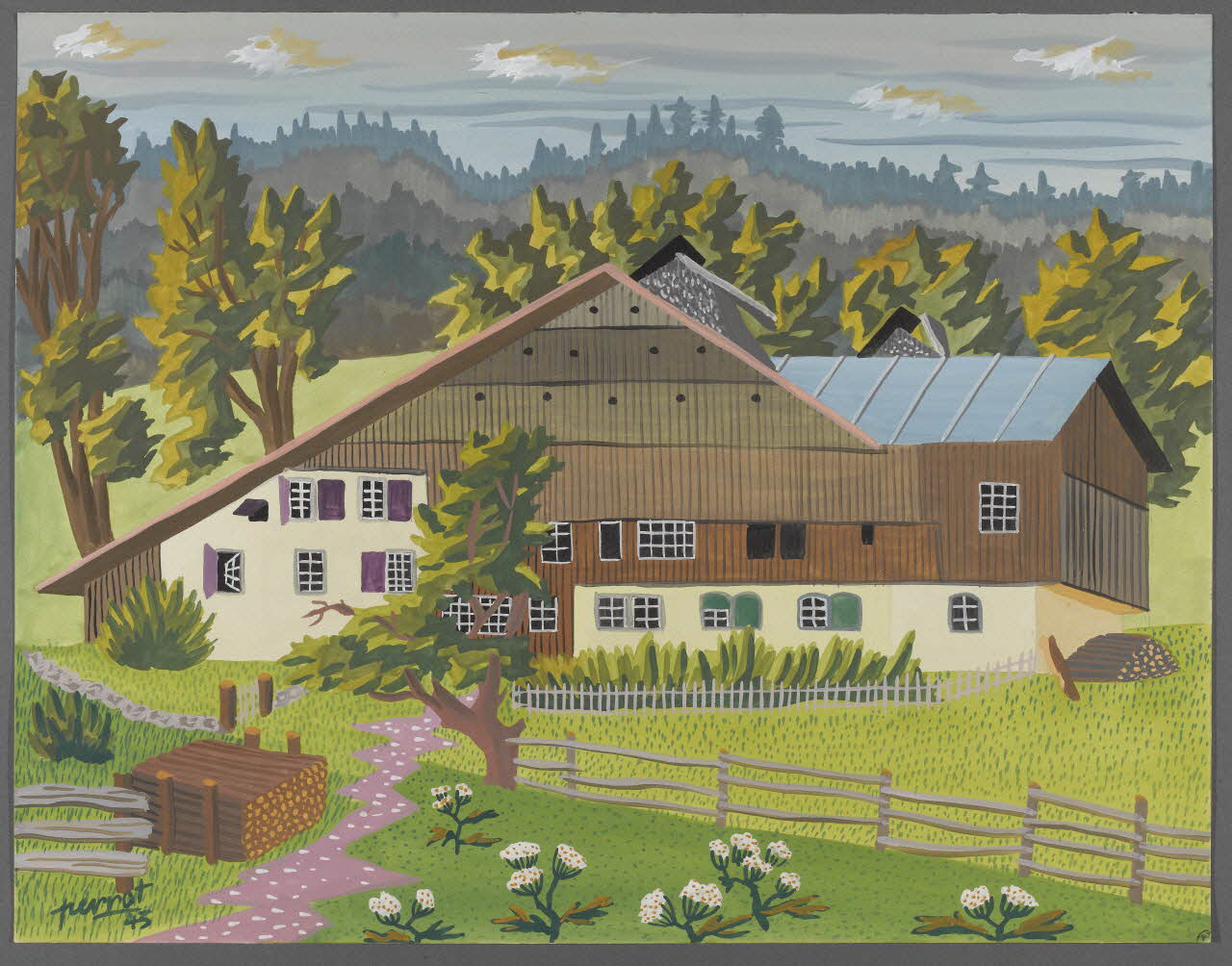 René Perrot dessin Ferme aux Cordiers (Doubs) Franche-Comté, France 1943 1943.6.25 Photo RMN-Grand Palais (Mucem)/ Franck Raux