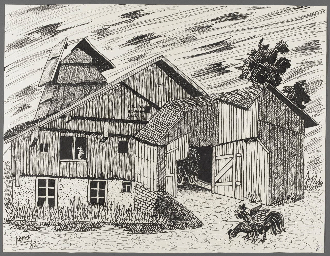 René Perrot dessin Morteau (?), maison de ferme Franche-Comté, France 1943 1943.6.3 Photo Photo RMN-Franck RAUX