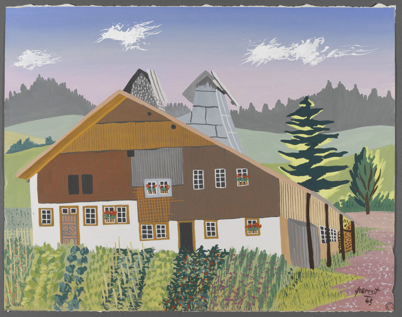 René Perrot dessin Ferme, Grand'combe Franche-Comté, France 1943 1943.6.34 Photo RMN-Grand Palais (Mucem)/ Franck Raux