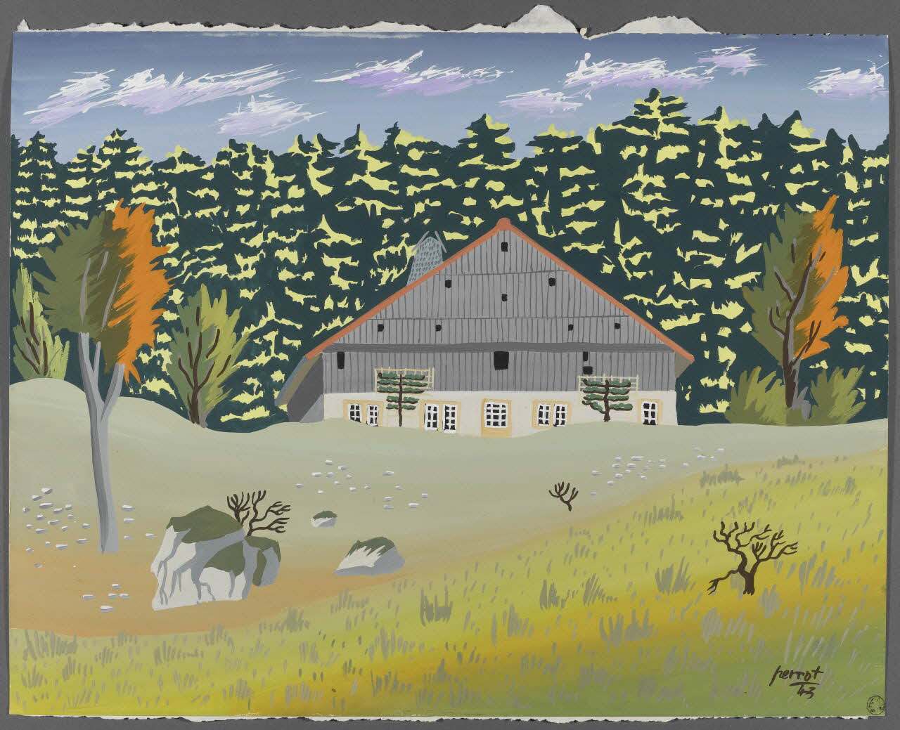 René Perrot dessin Grand'combe, ferme de Roudet Franche-Comté, France 1943 1943.6.39 Photo Photo RMN-Franck RAUX