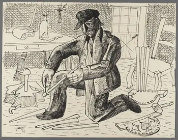 René Perrot dessin Vannier traditionnel : calibrage des montants de la hotte Franche-Comté, France 1943 1943.6.4 Photo Photo RMN-Franck RAUX