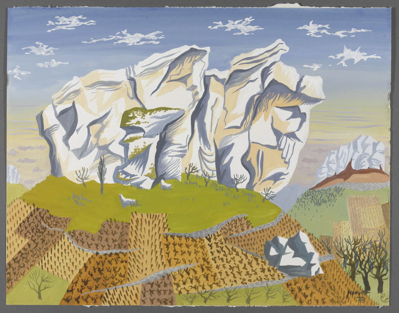 René Perrot dessin Ornans, la Roche Bottine, vignoble Franche-Comté, France 1943 1943.6.46 Photo Photo RMN-Franck RAUX