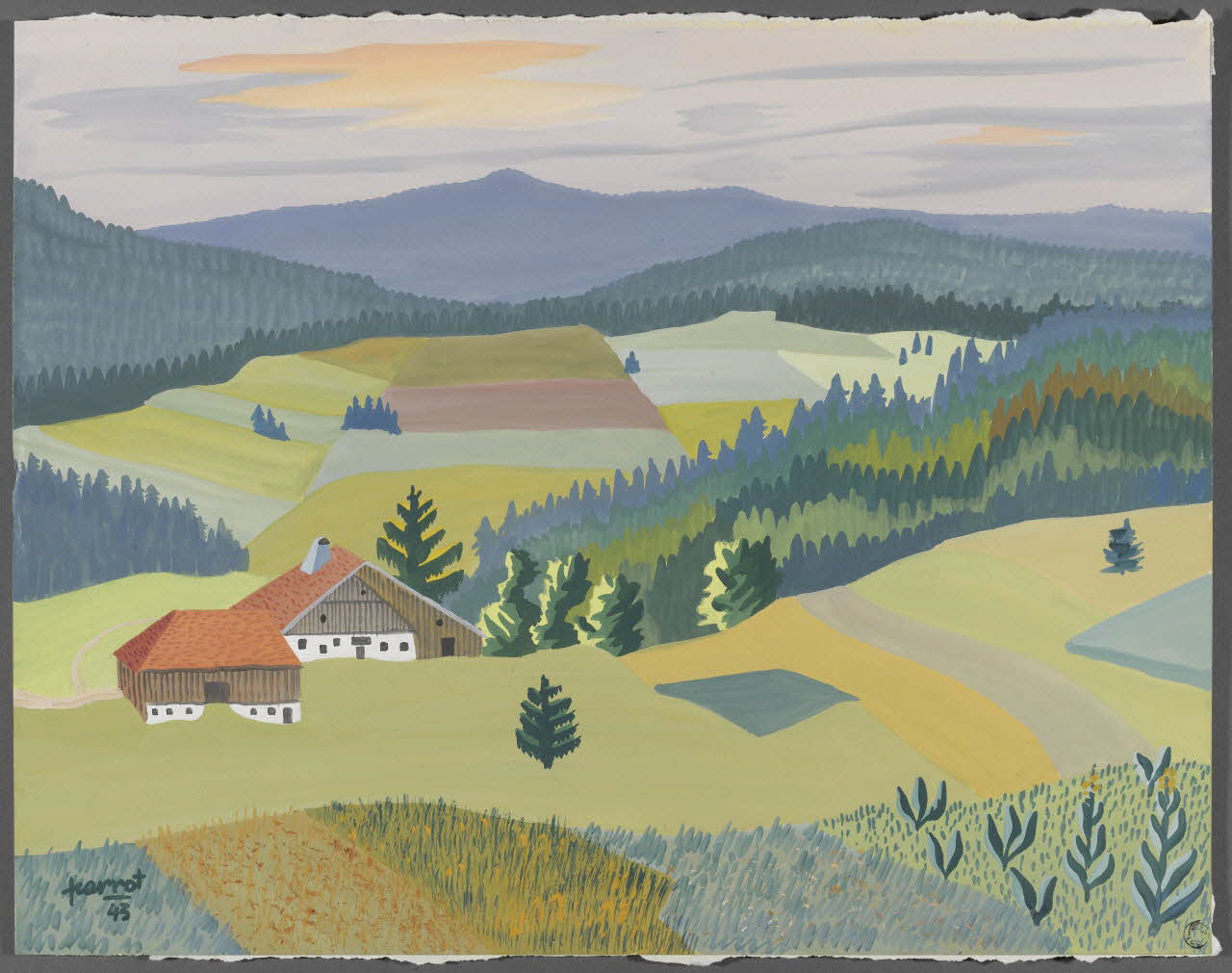 René Perrot dessin Ferme du Saujet Franche-Comté, France 1943 1943.6.51 Photo Photo RMN-Franck RAUX