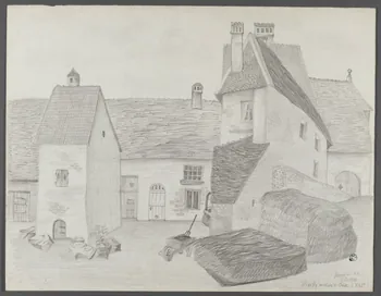 René Perrot dessin Vieilles maisons à Cuse (XVIe) Franche-Comté, France 1943 1944.7.1 Photo RMN-Grand Palais (Mucem)/ Franck Raux