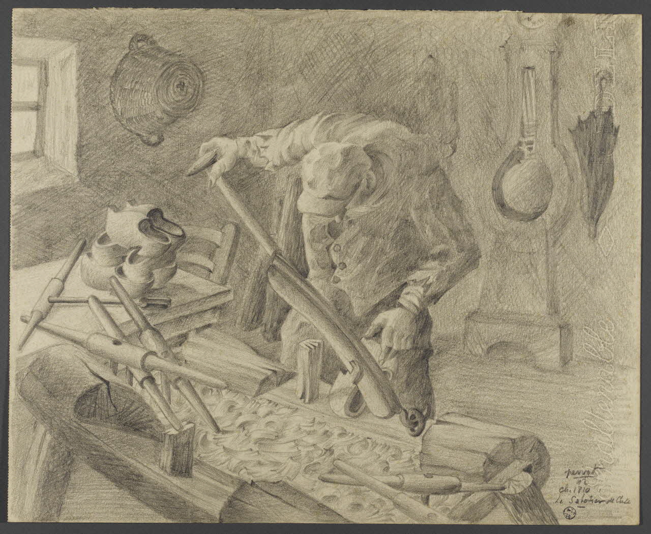 René Perrot dessin Le Sabotier de Cuse Franche-Comté, France 1942 1944.7.10 Photo RMN-Grand Palais (Mucem)/ Franck Raux