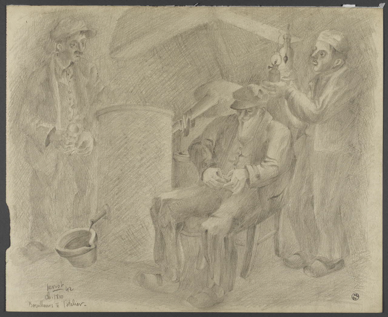 René Perrot dessin Bouilleurs à l'atelier Franche-Comté, France 1942 1944.7.11 Photo RMN-Grand Palais (Mucem)/ Franck Raux
