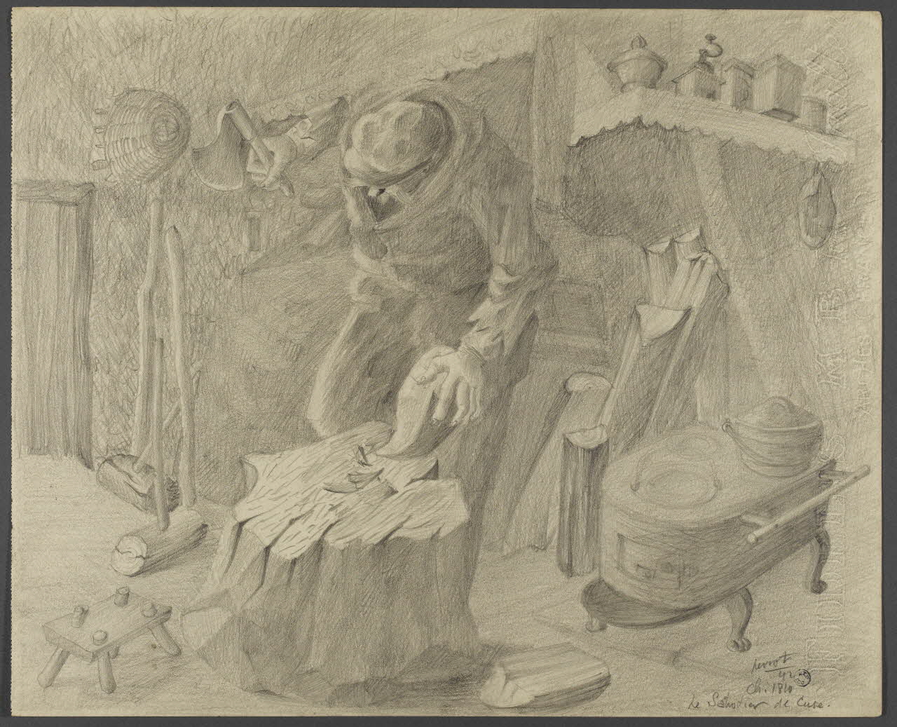 René Perrot dessin Le Sabotier de Cuse Franche-Comté, France 1942 1944.7.8 Photo Photo RMN-Franck RAUX