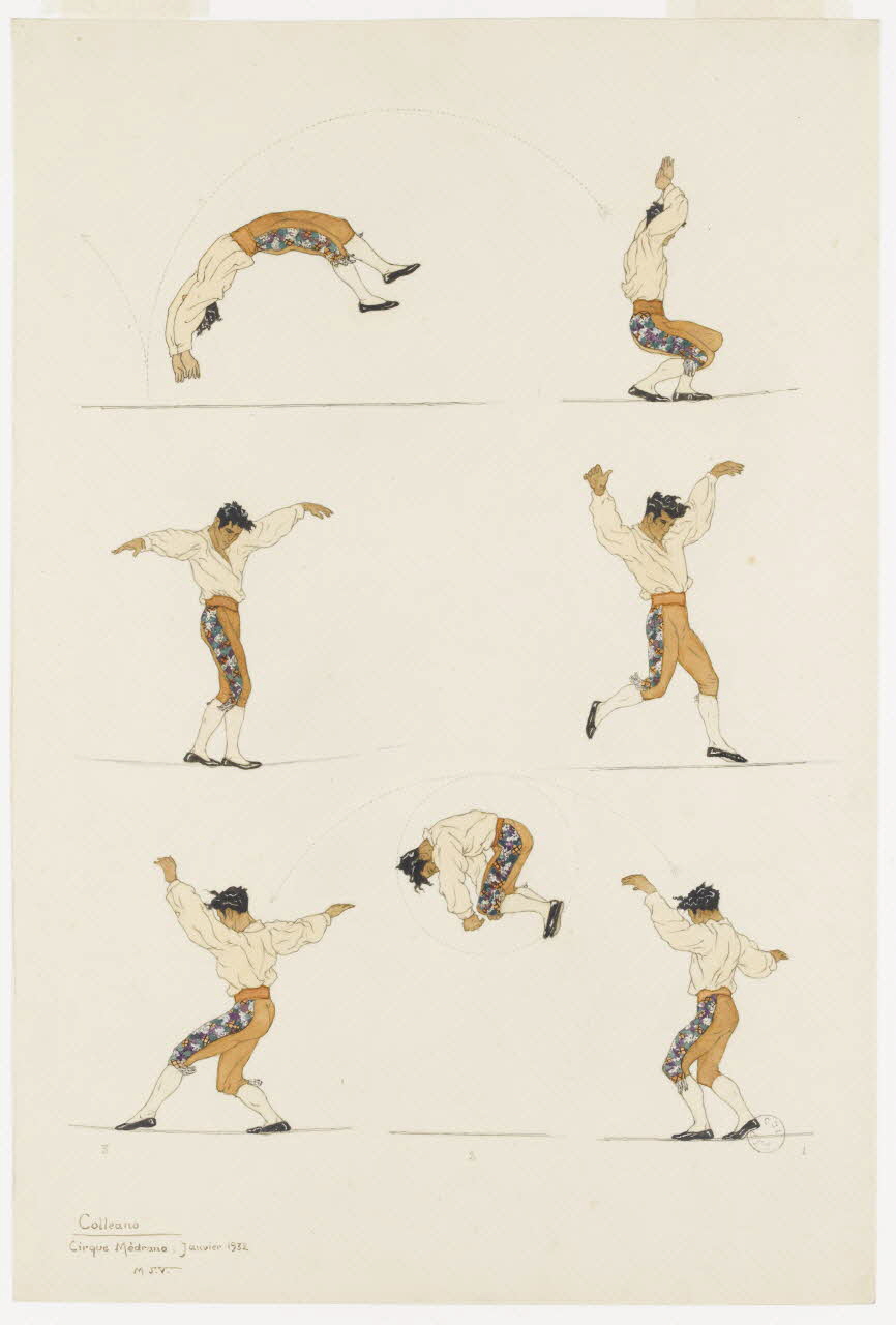 Marthe Vesque ; Juliette Vesque partie d'un ensemble de dessins Colleano  Cirque Medrano 1932 1968.102.190  Photo RMN-Grand Palais (Mucem)