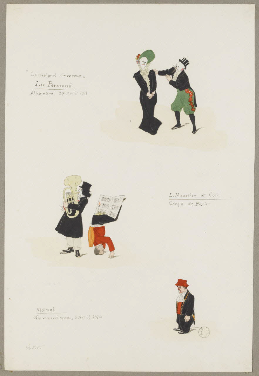 Marthe Vesque ; Juliette Vesque album Trois numéros de cirque : les Permané, L. Moustier et Coco, Marval 1910 1968.102.78 Photo RMN-Grand Palais (Mucem)