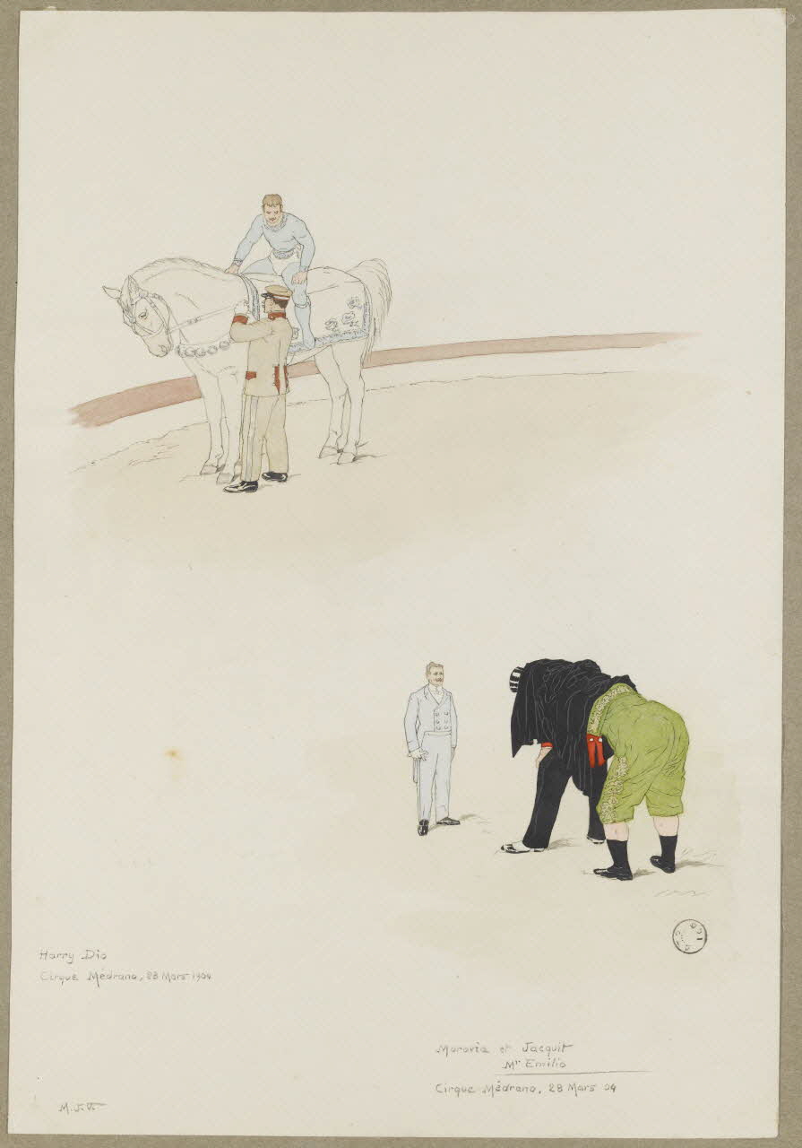 Marthe Vesque ; Juliette Vesque album Deux numéros de cirque : Harry Dio, Morovia et Jacquit, Mr Emilio 1904 1968.102.84 Photo RMN-Grand Palais (Mucem)