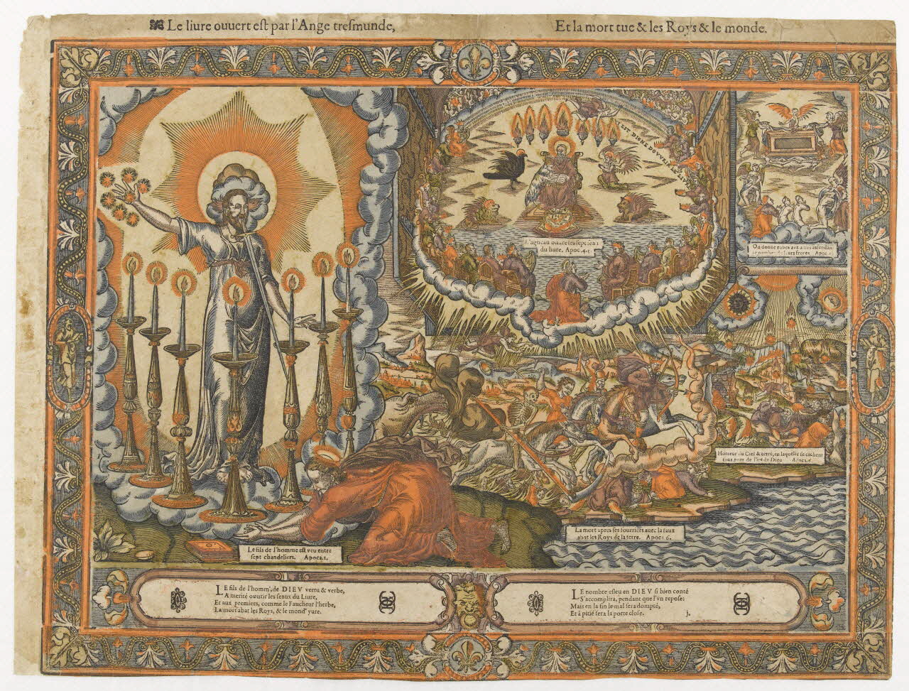 Saulce Guillaume imagerie ancienne Le livre ouvert est par l'Ange tresmunde,  Et la mort tue & les Roys & le monde. Paris 1550-1582 2004.38.11 Photo RMN-Grand Palais (Mucem)