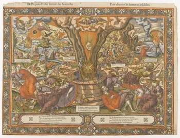 Saulce Guillaume imagerie ancienne Du puis d'enfer sortent des sauterelles Pour devorer les hommes infidelles. Paris 1550-1582 2004.38.13 Photo RMN-Grand Palais (Mucem)