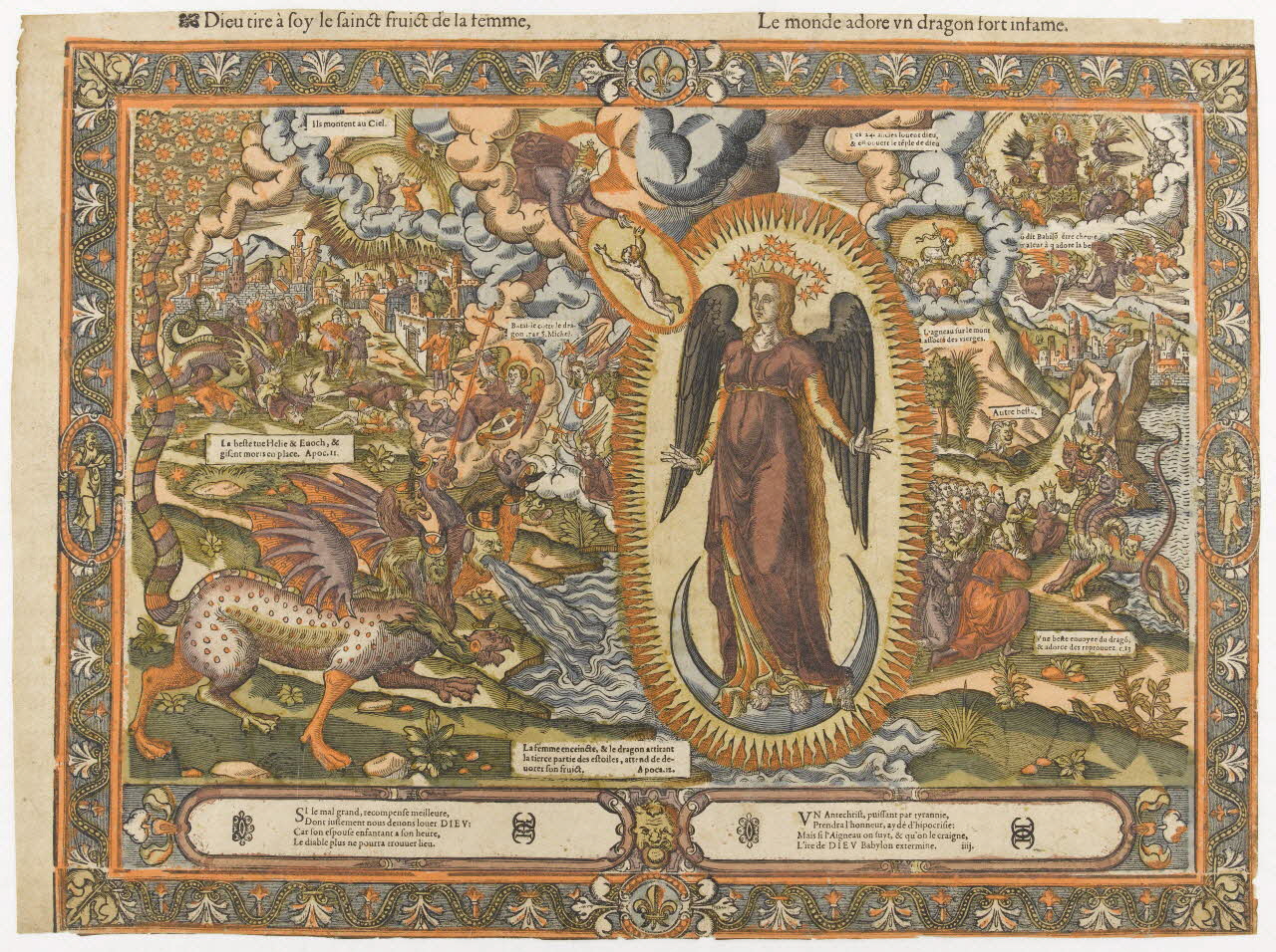 Saulce Guillaume imagerie ancienne Dieu tire à soy le sainct fruict de la femme,  Le monde adore un dragon fort infame. Paris 1550-1582 2004.38.14 Photo RMN-Grand Palais (Mucem)