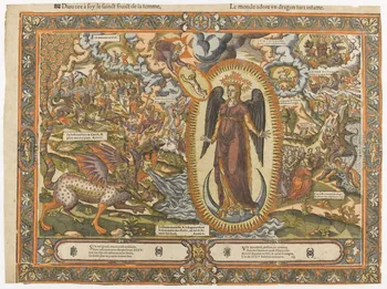 Saulce Guillaume imagerie ancienne Dieu tire à soy le sainct fruict de la femme,  Le monde adore un dragon fort infame. Paris 1550-1582 2004.38.14 Photo RMN-Grand Palais (Mucem)