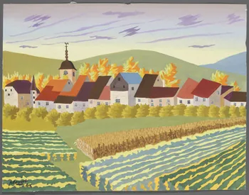 René Perrot dessin Vue de Montigny-les-Arsures (Jura) Franche-Comté, France 1943 1943.18.11  Photo RMN-Grand Palais (Mucem)/ Franck Raux