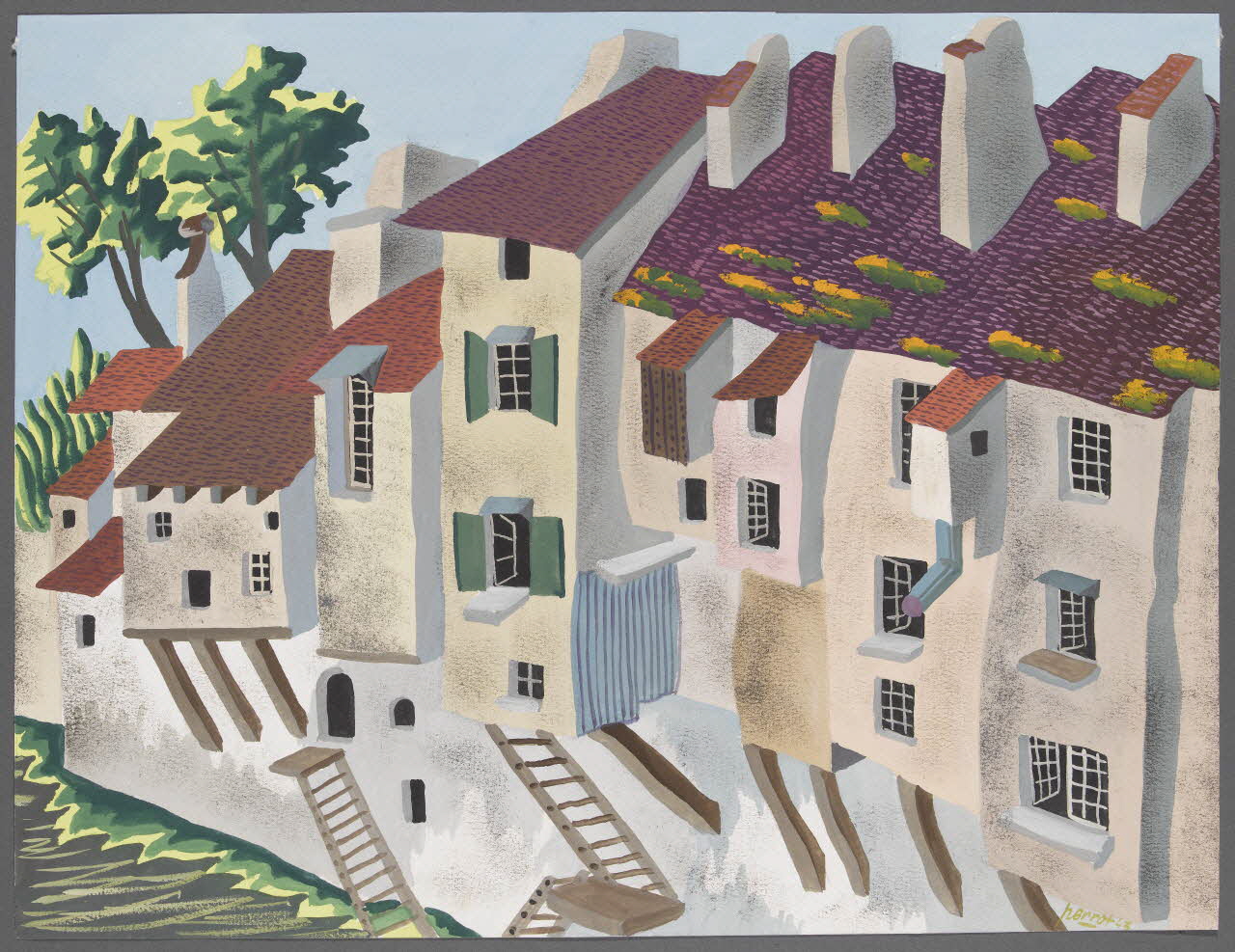 René Perrot dessin Maisons à Arbois (Jura) sur la Cuisance Franche-Comté, France 1943 1943.18.19 Photo RMN-Grand Palais (Mucem)/ Franck Raux
