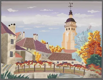 René Perrot dessin L'église Saint Just et la Cuisance à Arbois (Jura) Franche-Comté, France 1943 1943.18.20 Photo RMN-Grand Palais (Mucem)/ Franck Raux
