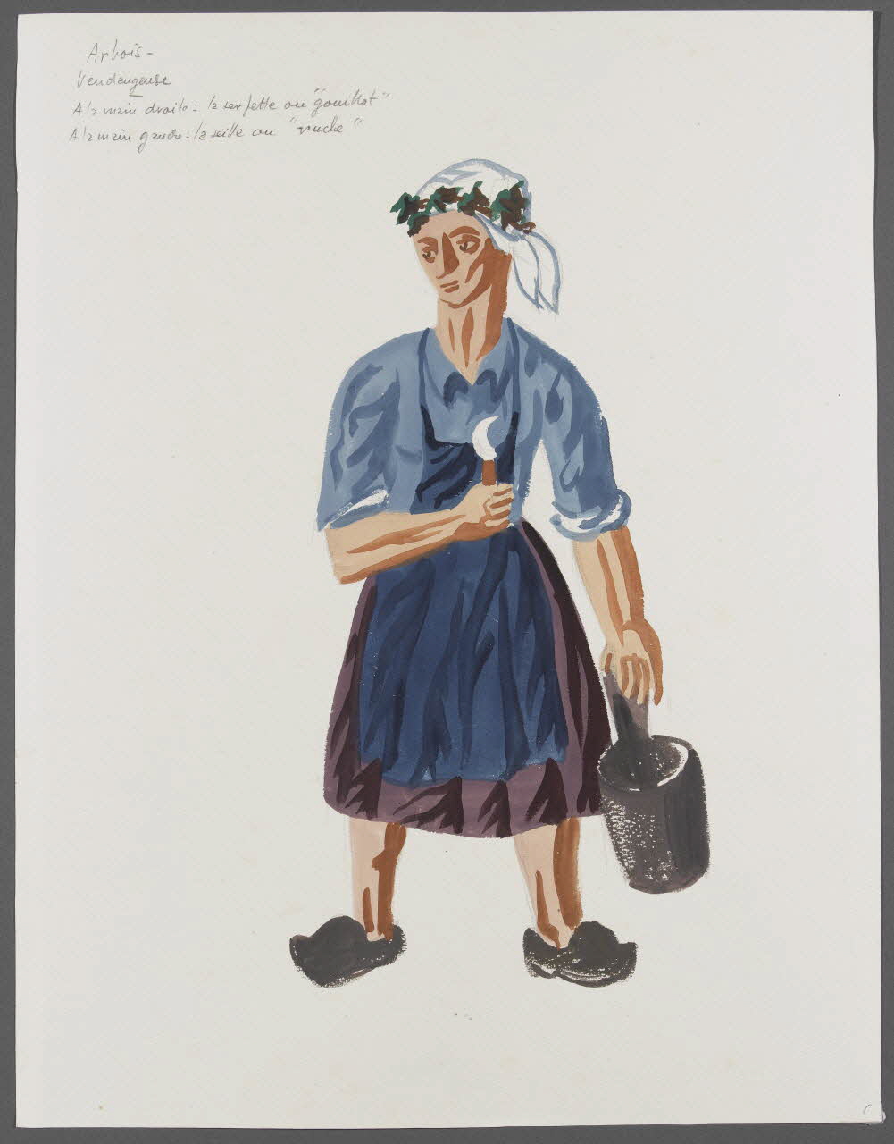 René Perrot dessin Vendangeuse d'Arbois (Jura) Franche-Comté, France 1943 1943.18.21 Photo RMN-Grand Palais (Mucem)/ Franck Raux