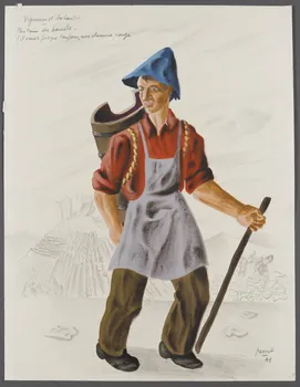 René Perrot dessin Vigneron d'Arbois  Porteur de houille Franche-Comté, France 1943 1943.18.23 Photo RMN-Grand Palais (Mucem)/ Franck Raux