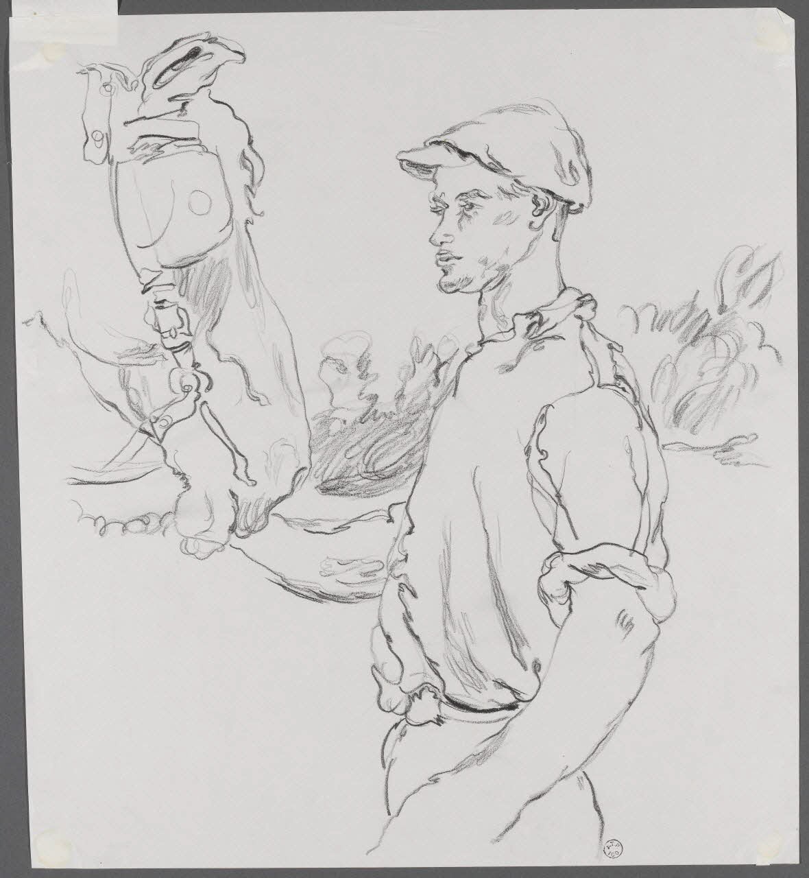 André Jordan dessin CHARRETIER  FERME  DECHEZELLE.  LE BOULLEAUME  OISE Oise 1943 1943.3.38 Photo RMN-Grand Palais (Mucem)