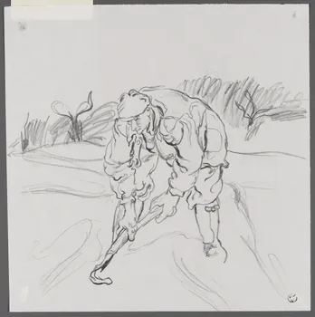 André Jordan dessin LE BINEUR  (FRAISIERS)  VAL St GERMAIN  S. et OISE Le Val-Saint-Germain 1943 1943.3.54  Photo RMN-Grand Palais (Mucem)