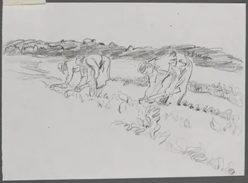 André Jordan dessin TRAVAUX  SAISONNIERS  LE VAL St  GERMAIN  S et OISE Le Val-Saint-Germain 1943 1943.3.67  Photo RMN-Grand Palais (Mucem)