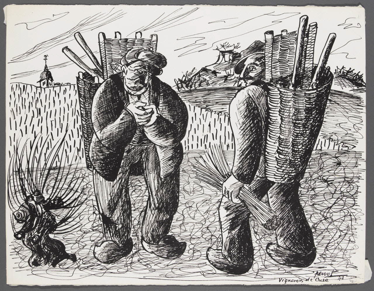 René Perrot dessin Vignerons de Cuse Franche-Comté, France 1943 1943.4.103 Photo RMN-Grand Palais (Mucem)