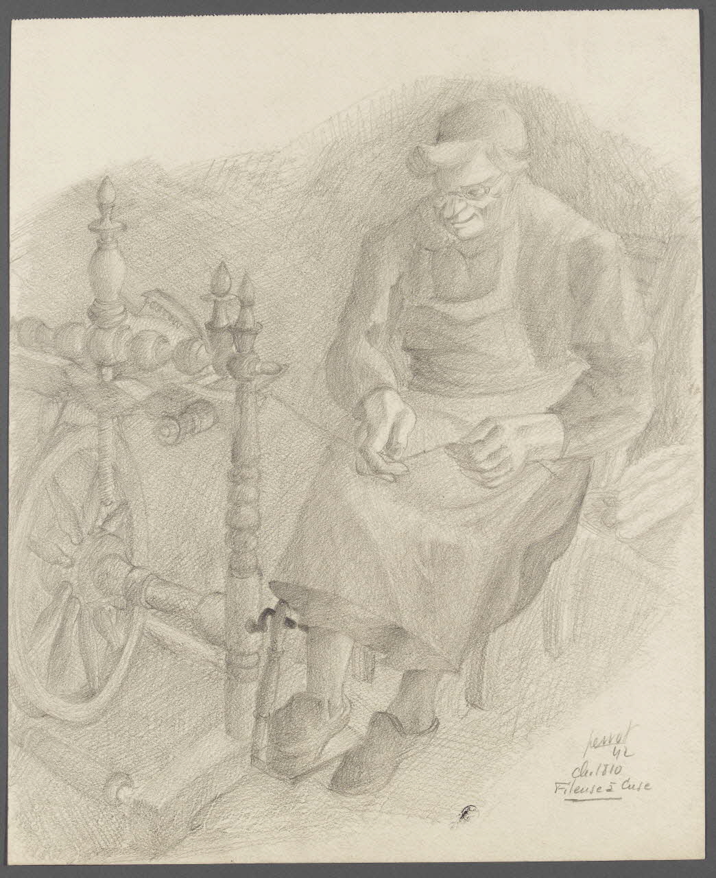 René Perrot dessin Fileuse à Cuse Franche-Comté, France 1942 1943.4.42 Photo RMN-Grand Palais (Mucem)