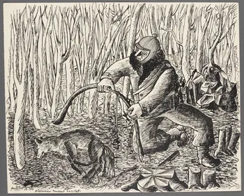 René Perrot dessin Braconnier tendant un collet. Franche-Comté, France 1943 1943.4.46  Photo RMN-Grand Palais (Mucem)