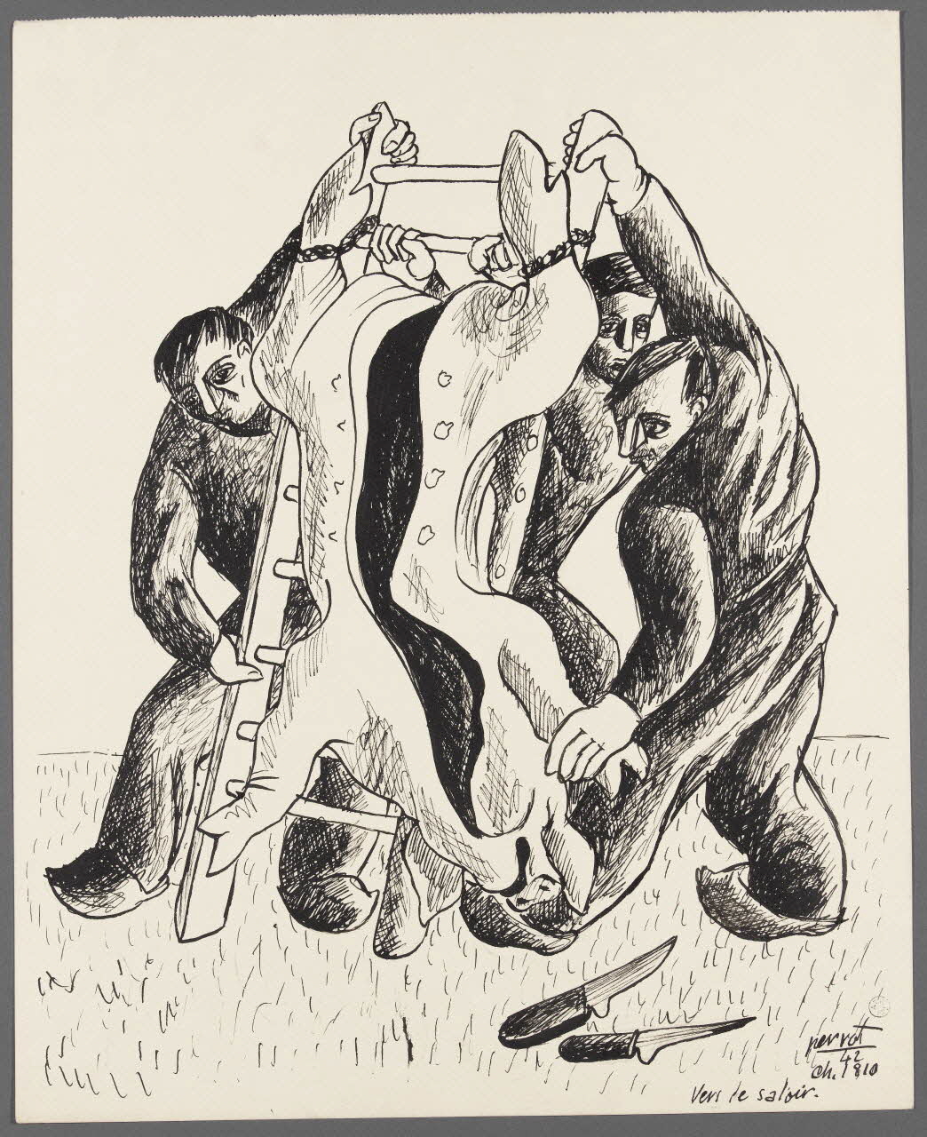 René Perrot dessin Vers le saloir. Franche-Comté, France 1942 1943.4.48 Photo RMN-Grand Palais (Mucem)/ Franck Raux