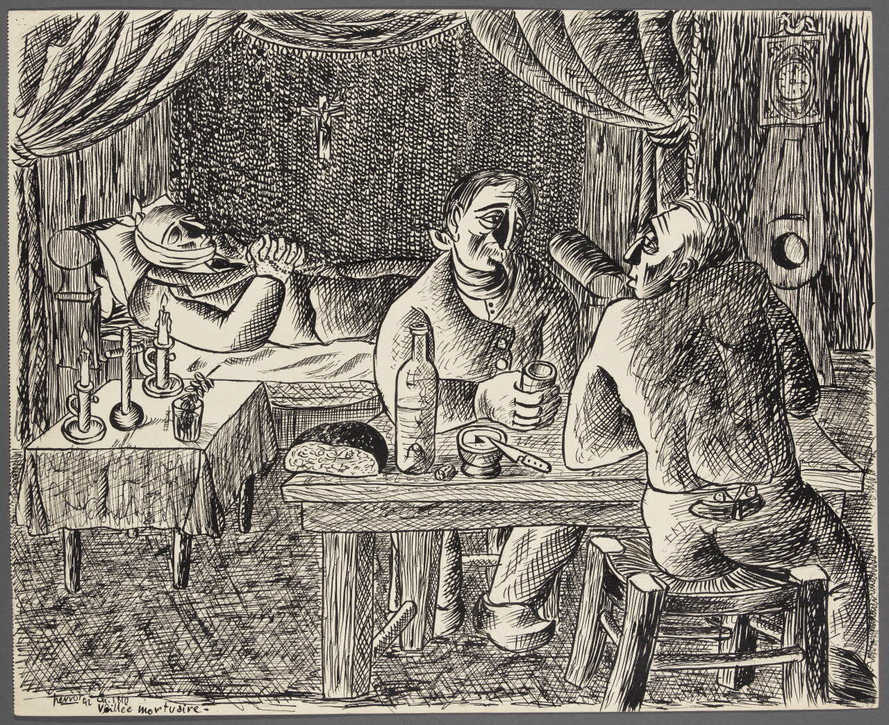 René Perrot dessin Veillée mortuaire Franche-Comté, France 1942 1943.4.60 Photo RMN-Grand Palais (Mucem)