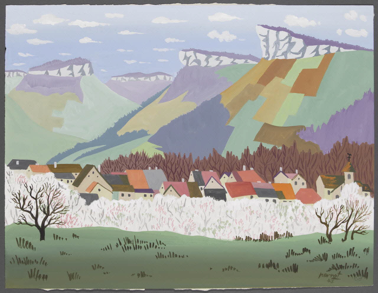 René Perrot dessin Scey-en-Varais et Val de Loue Franche-Comté, France 1943 1943.4.62 Photo RMN-Grand Palais (Mucem)